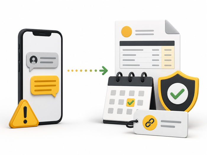 Chat message compared with verified invoice and official booking records