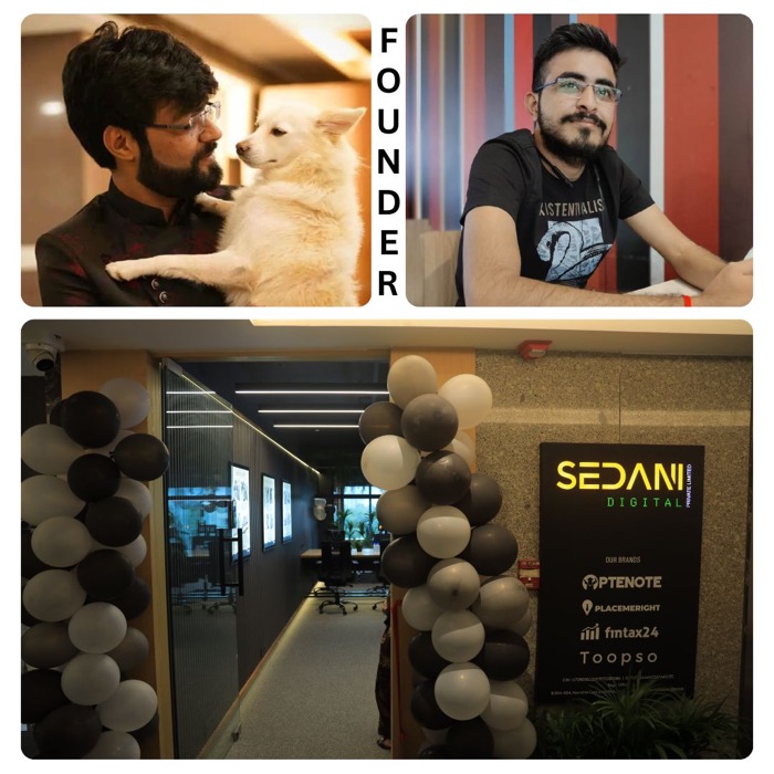 PTENOTE founder and the Sedani Digital office with PTENOTE branding