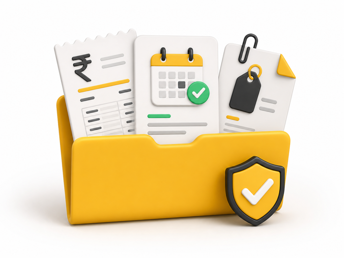 Invoice, booking confirmation and booking reference stored together securely