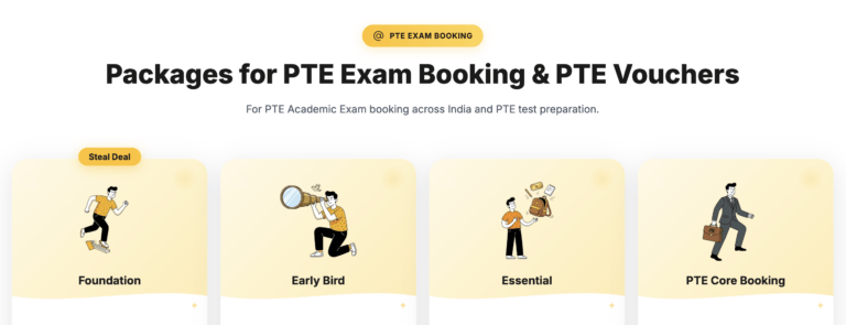 Choosing an exam-booking package on our pricing page