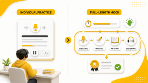 Difference between individual PTE practice and a full-length mock test