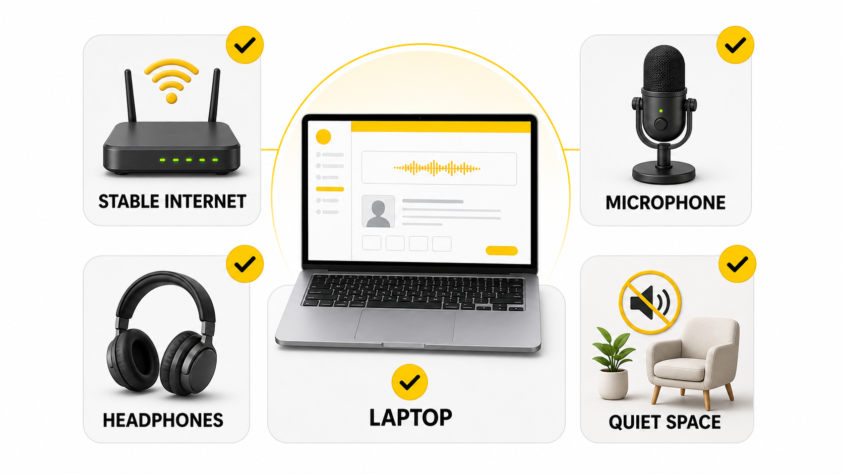 Equipment and setup required before starting a PTE mock test