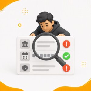 Student checking the date but missing centre and time warnings