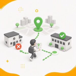 Student choosing between two PTE test centres in one city