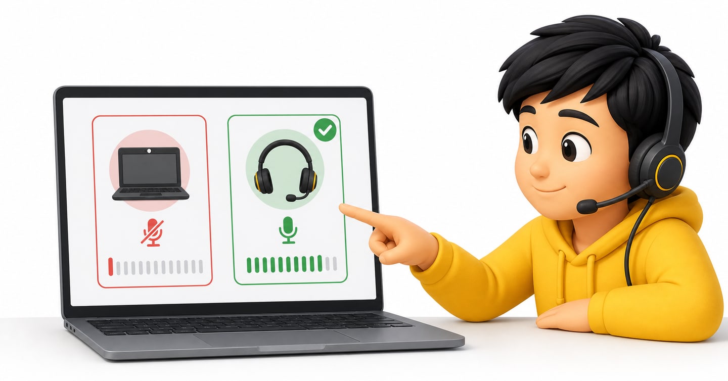 Laptop changing from the built-in microphone to the wired headset microphone