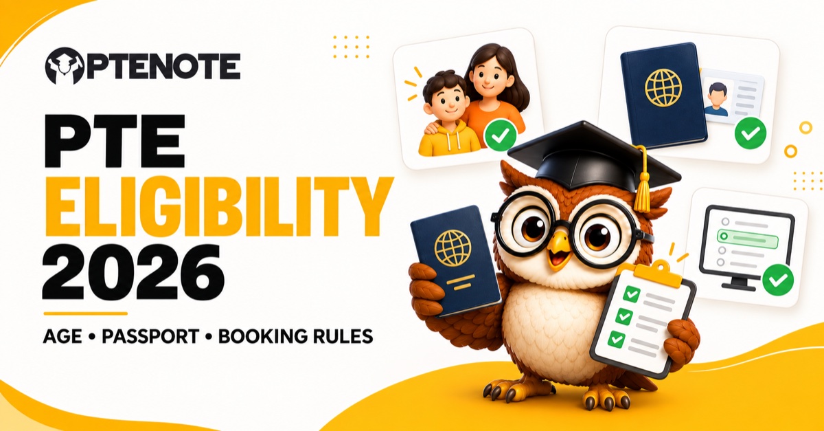 PTE Eligibility 2026: Age, Education, Passport and Booking Rules