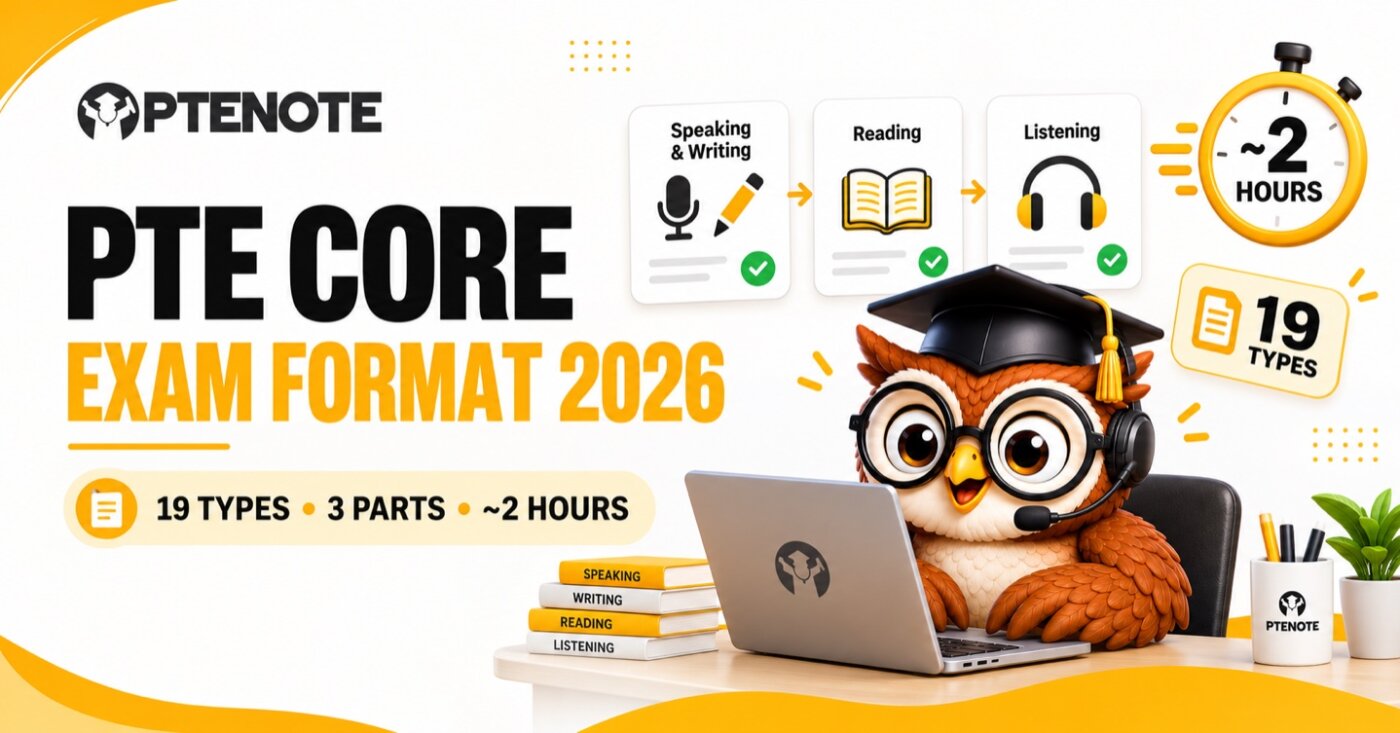 PTE Core Exam Format 2026: 19 Question Types, Timings and Test Order
